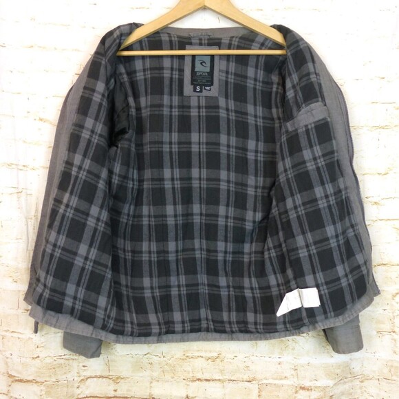 Rip Curl Jacket Mens S Gray Zip Insulated Inner Flannel Lining Surf Skate 90s - Picture 10 of 13